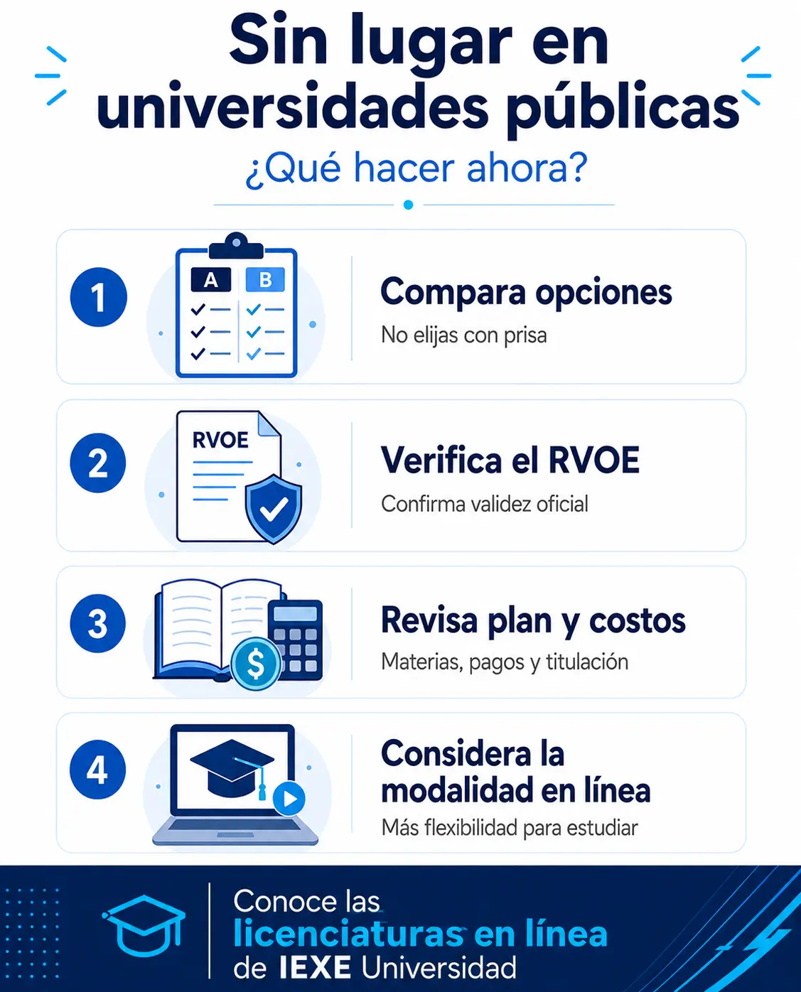 ¿Qué hacer si no me quedé ne la universidad?